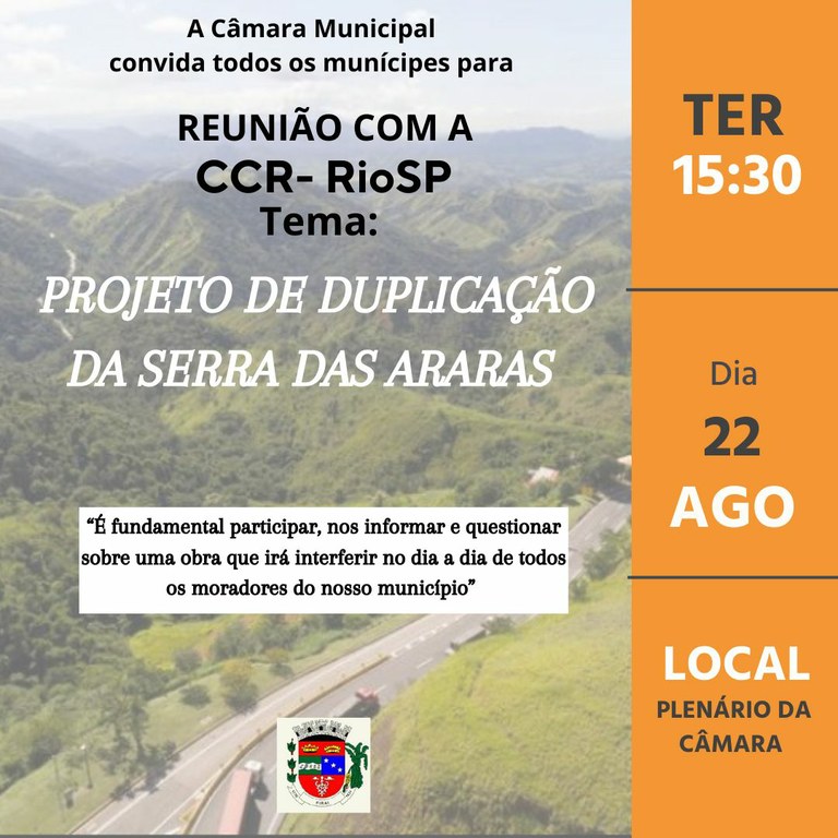 Duplicação da Serra das Araras será debatida em reunião na Câmara