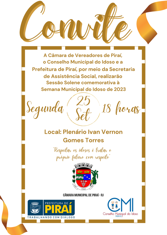 Semana Municipal do Idoso começa no dia 25 com Sessão Solene na Câmara 