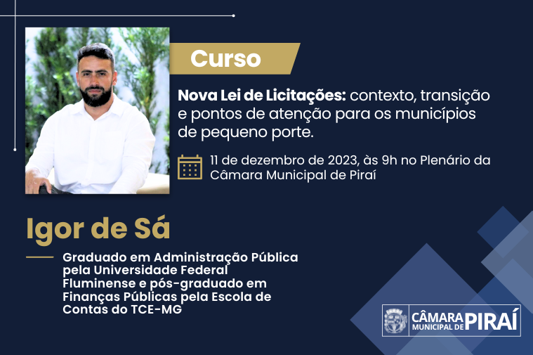  Câmara de Piraí promove curso sobre a Nova Lei de Licitações