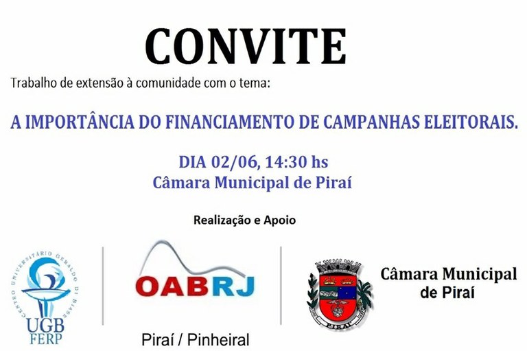 Legislativo de Piraí  - Financiamento de Campanhas Eleitorais   
