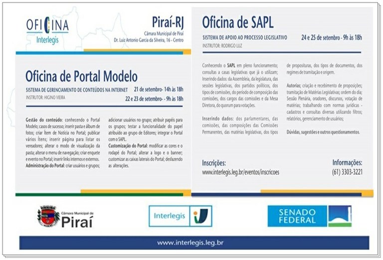 1ª Oficina do Interlegis de Portal Modelo e Sapl no Estado do Rio de Janeiro