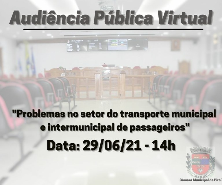 Audiência Pública Virtual vai debater situação do transporte coletivo de passageiros em Piraí